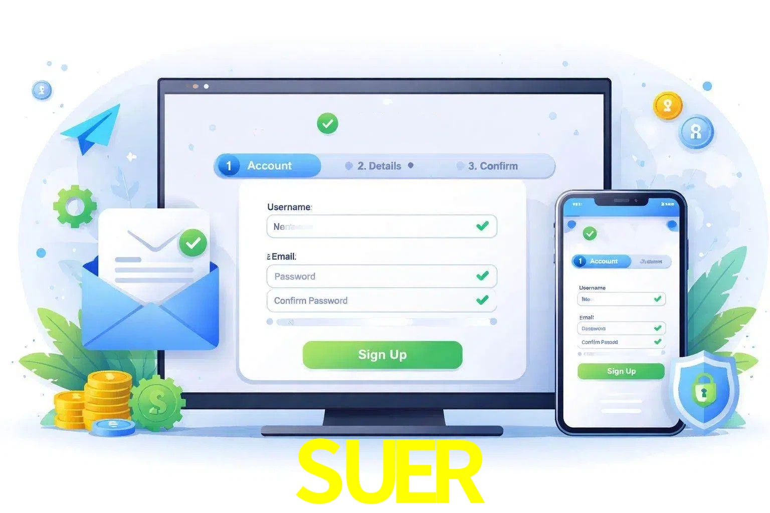 Registro de nuevo usuario y configuración de cuenta SUER